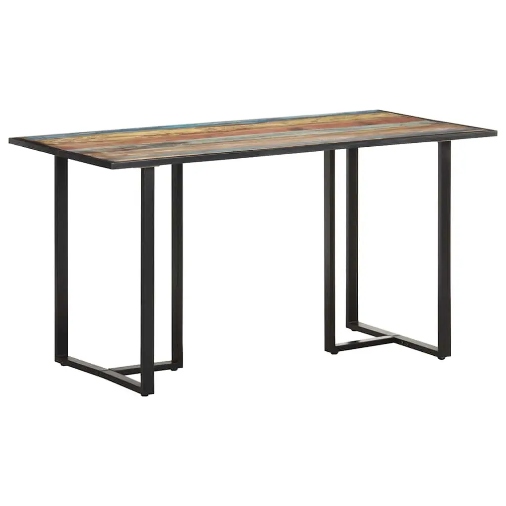 Dining Table Solid Reclaimed Wood 140cm Multicolour Industrial Kitchen Furniture