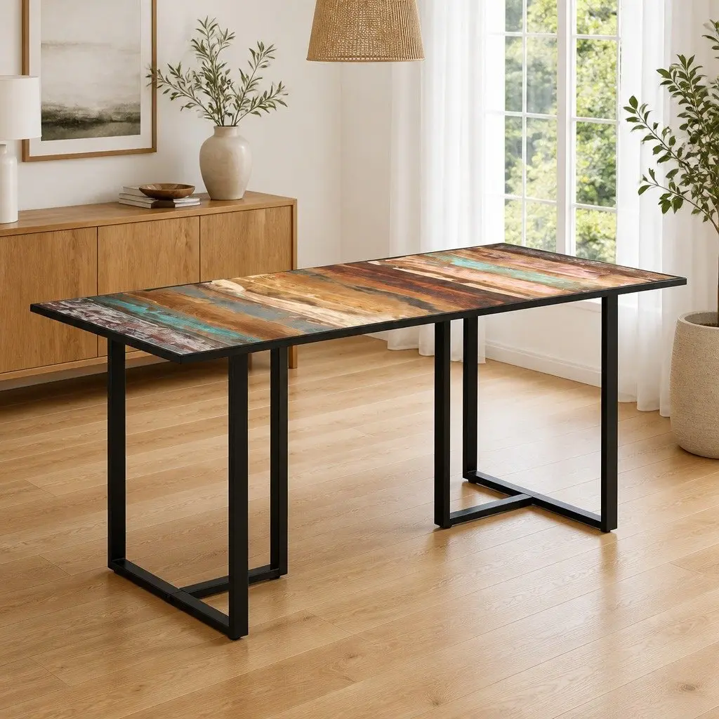 Dining Table Solid Reclaimed Wood 160 cm Industrial Brown
