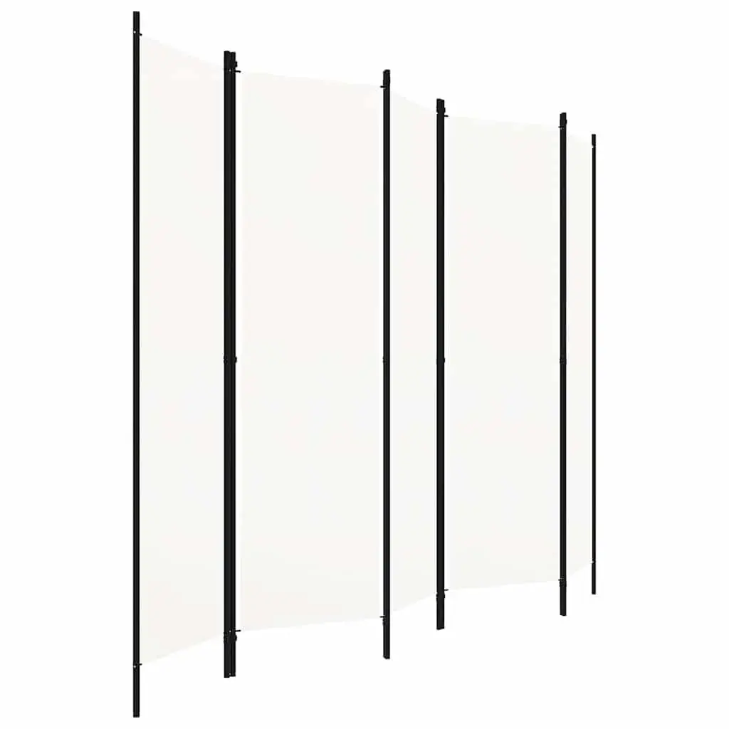 5-Panel Room Divider Freestanding Folding Privacy Screen 250 x 180 cm White