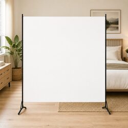Room Divider Screen 175x180 cm White Fabric Folding Privacy Partition Panel
