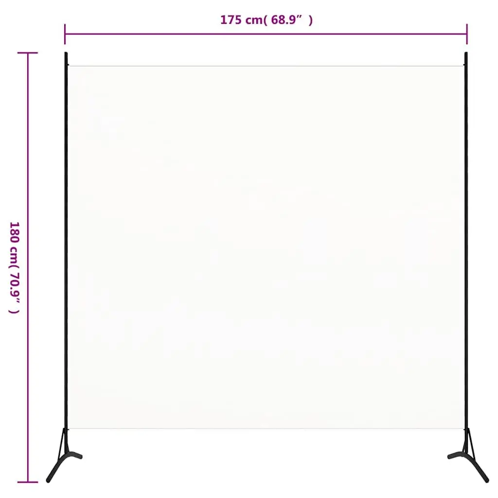 Room Divider Screen Fabric White 175x180 cm Folding Privacy Partition Panel