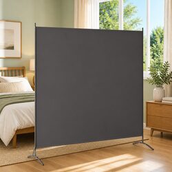 Room Divider 3-Panel Folding Screen Anthracite Fabric Partition Home Office
