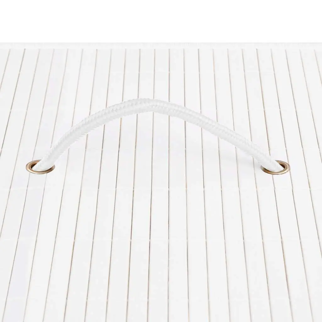 Bamboo Laundry Basket Two Sections 72 Litres White Removable Liner
