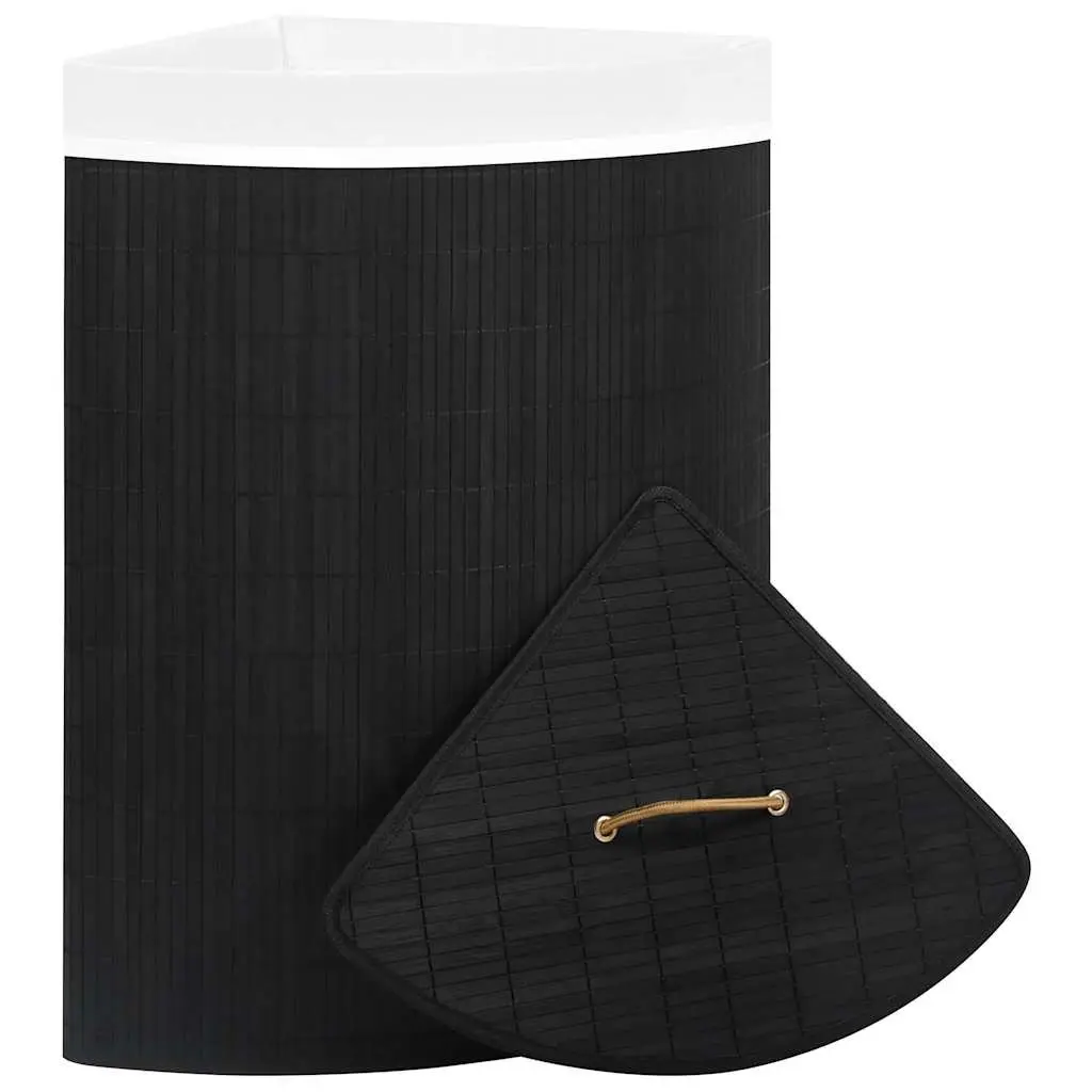 Bamboo Corner Laundry Basket 60L Black Household Storage Hamper