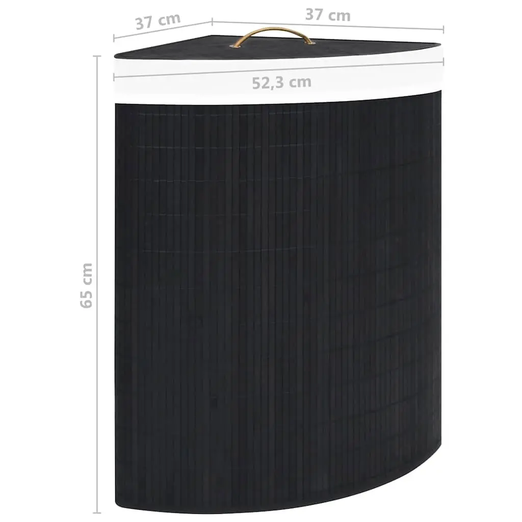 Bamboo Corner Laundry Basket 60L Black Household Storage Hamper