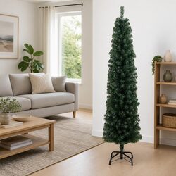 Slim Artificial Christmas Tree Green 240cm Holiday Seasonal Decoration Indoor