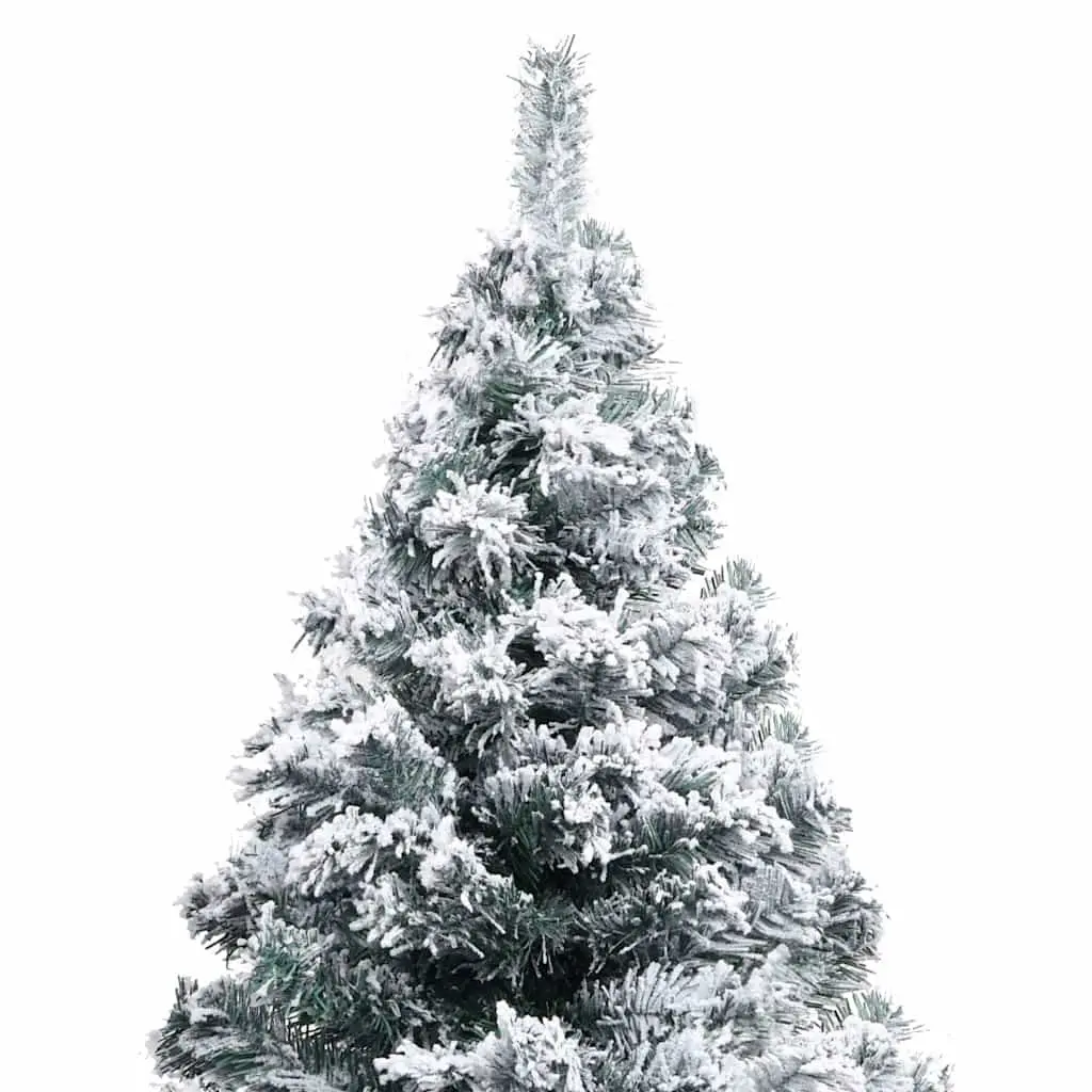 Artificial Christmas Tree Flocked Snow 150cm Green PVC Realistic Branches Metal Stand