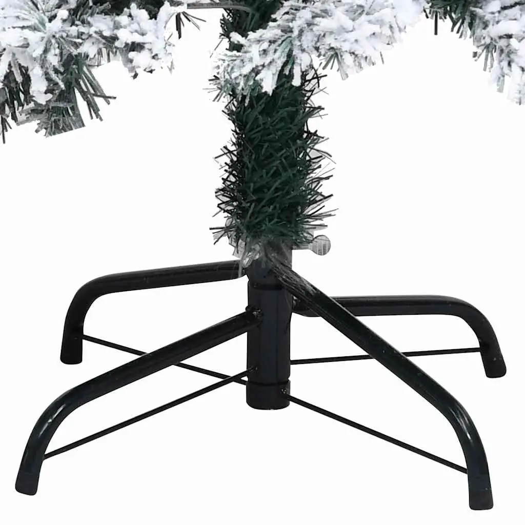 Artificial Christmas Tree Flocked Snow 150cm Green PVC Realistic Branches Metal Stand