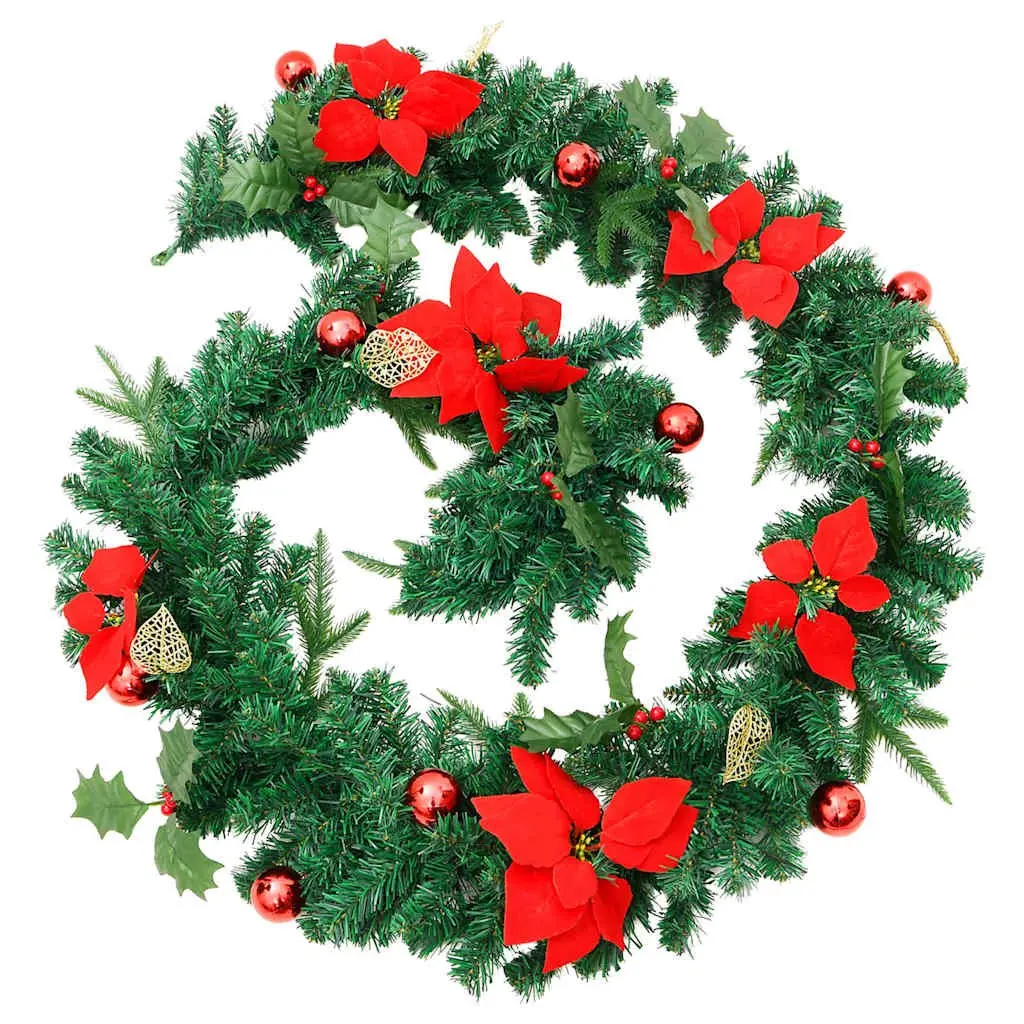 Christmas Garland LED Lights 2.7m Green PVC Holiday Home Decor Indoor Outdoor