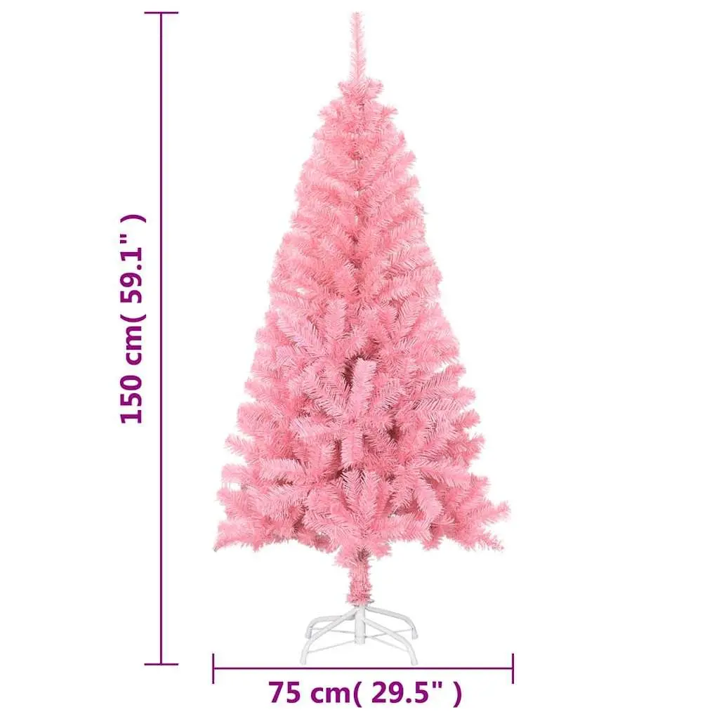 Artificial Christmas Tree 150cm Pink PVC with Stand Indoor Outdoor Seasonal