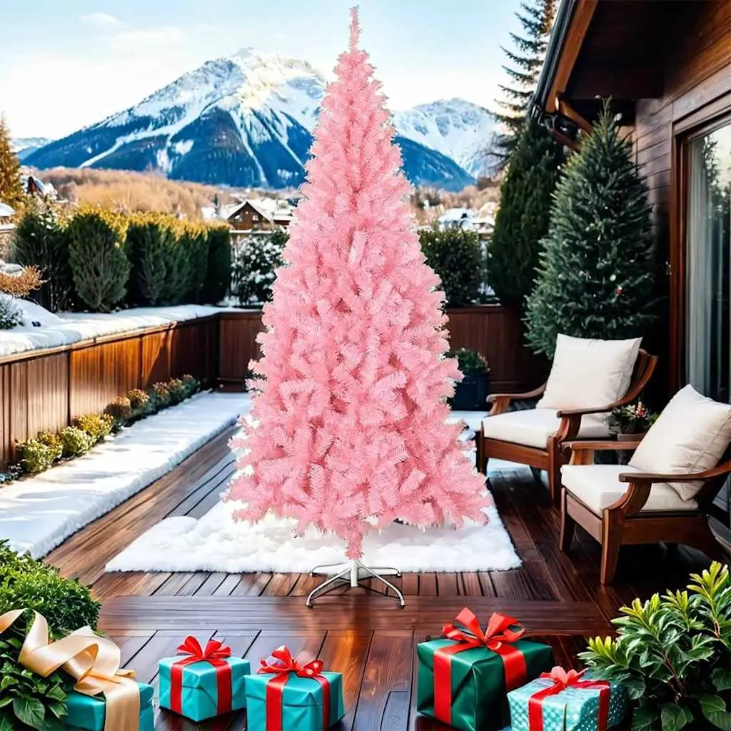 Pink Artificial Christmas Tree 210cm Festive Indoor Decor Seasonal Holiday