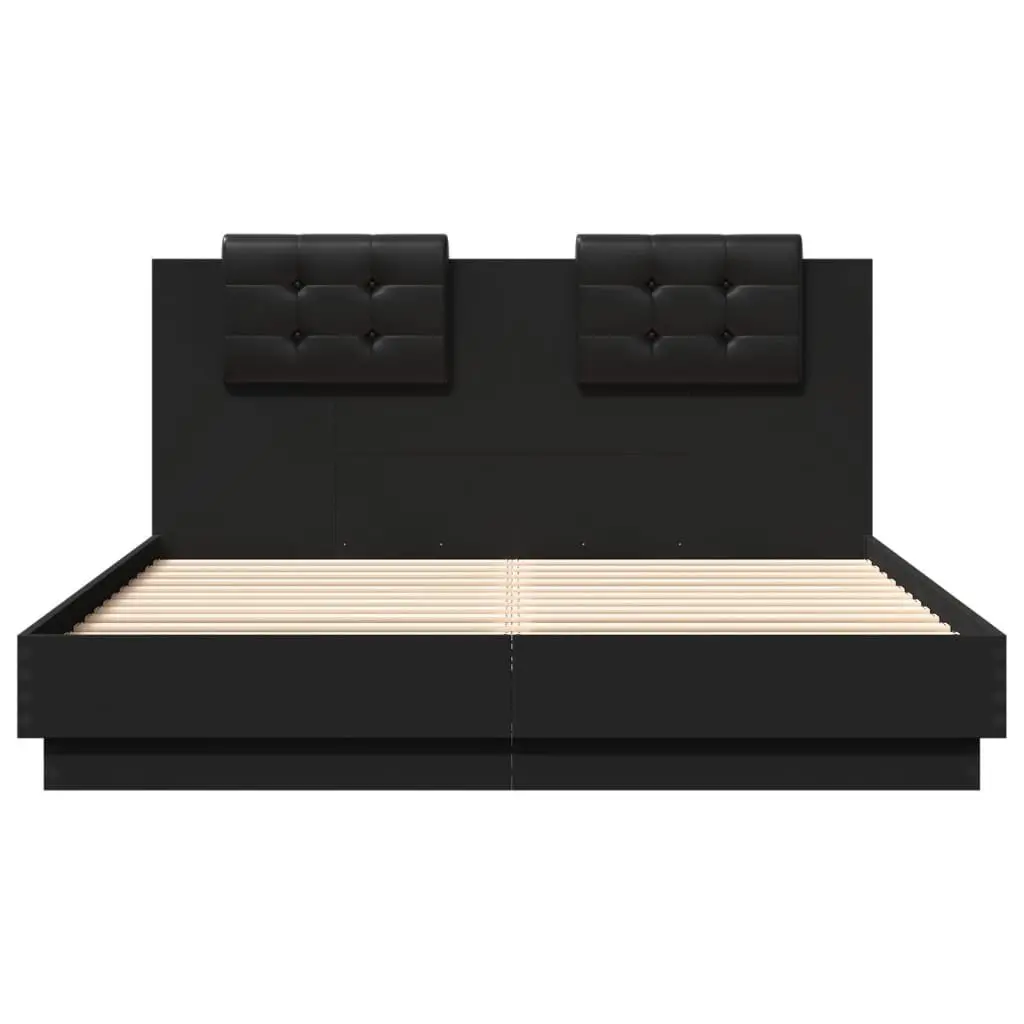 Bed Frame with RGB LED Lights 150x200 cm Black Engineered Wood