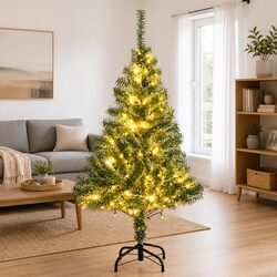 Artificial Christmas Tree 150 cm with 150 LEDs Flocked Snow 8 Lighting Modes