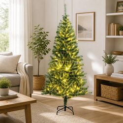 Artificial Christmas Tree 180 cm Green 300 LEDs Flocked Snow 8 Light Modes