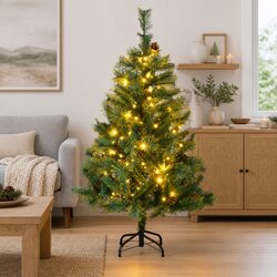 Artificial Hinged Christmas Tree 120cm 150 LEDs 8 Lighting Modes Holiday Decor