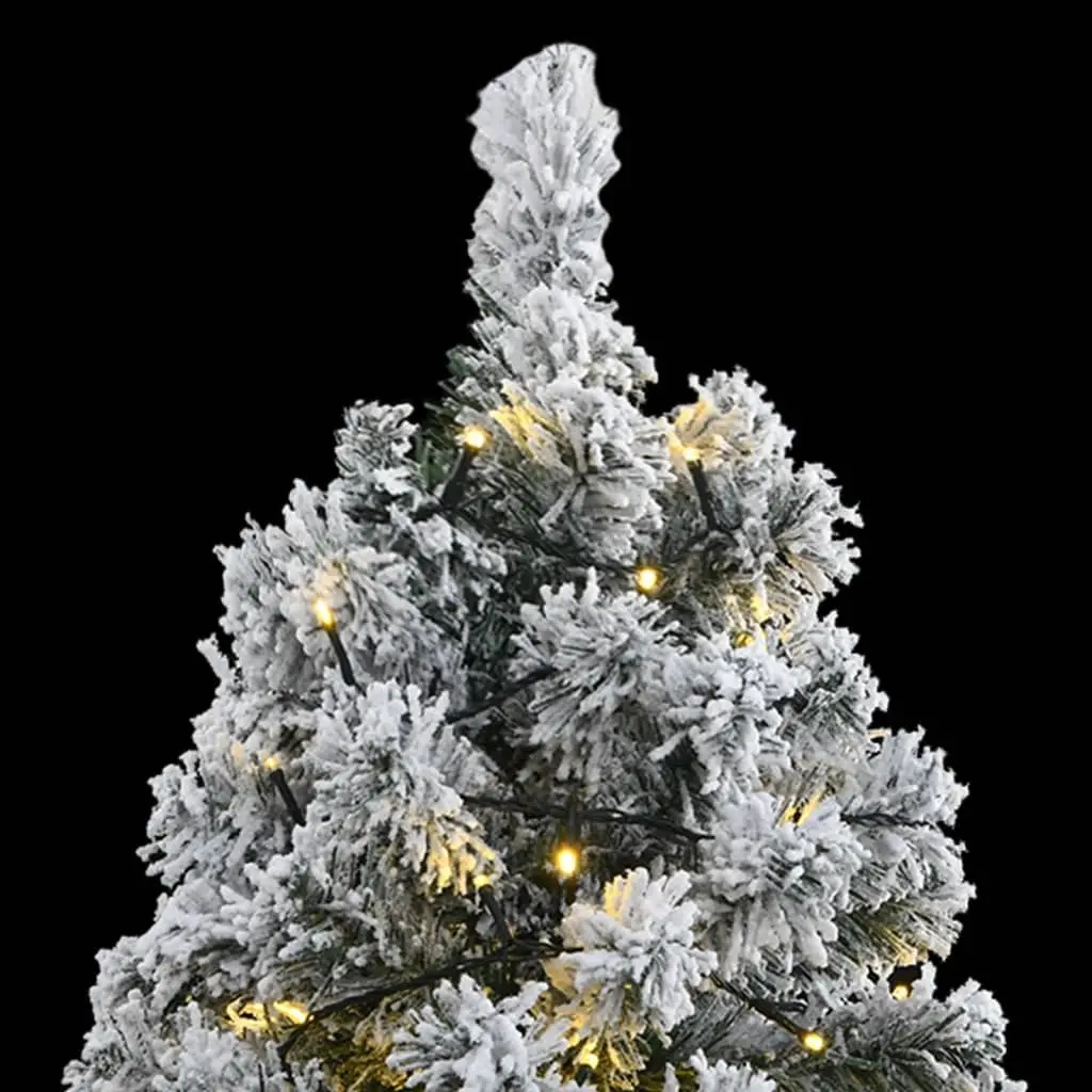 Artificial Christmas Tree 210cm Hinged Flocked Snow 300 LEDs 8 Lighting Modes Green