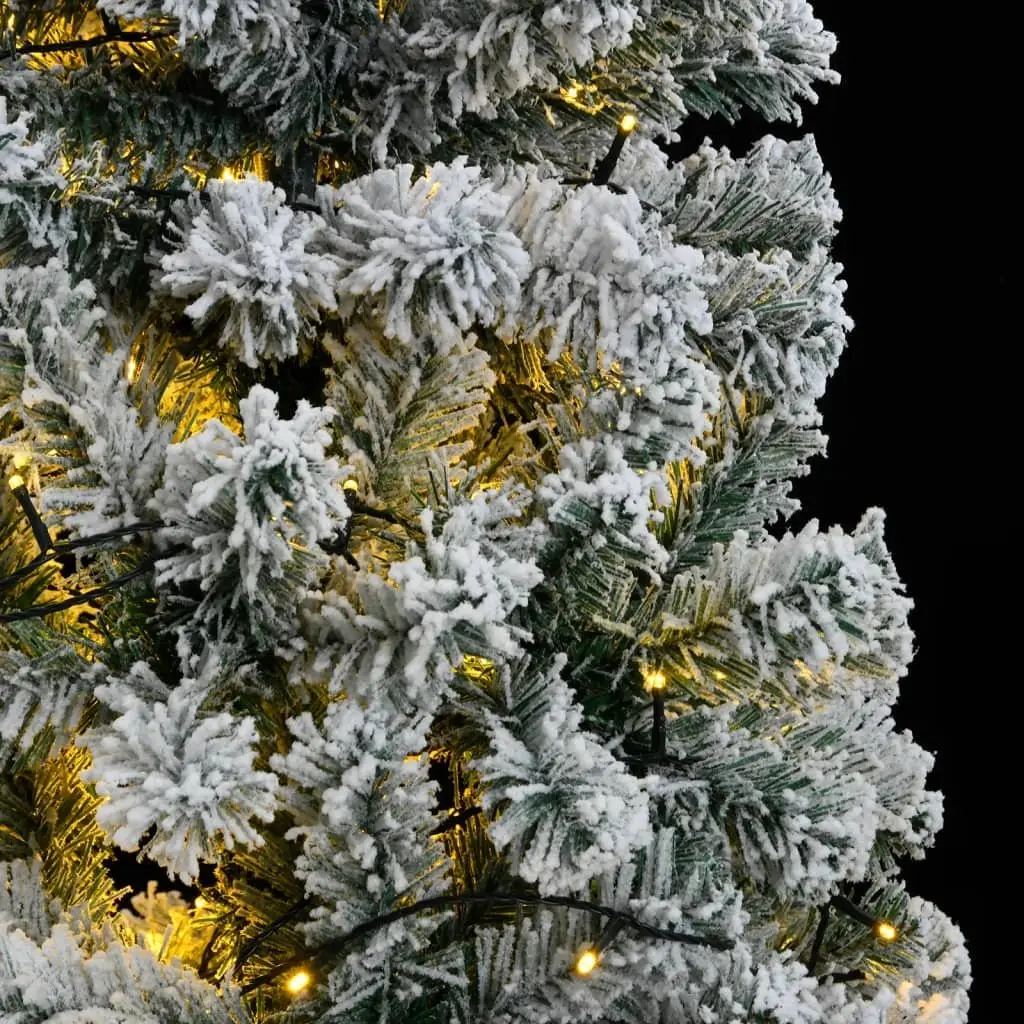 Artificial Christmas Tree 210cm Hinged Flocked Snow 300 LEDs 8 Lighting Modes Green