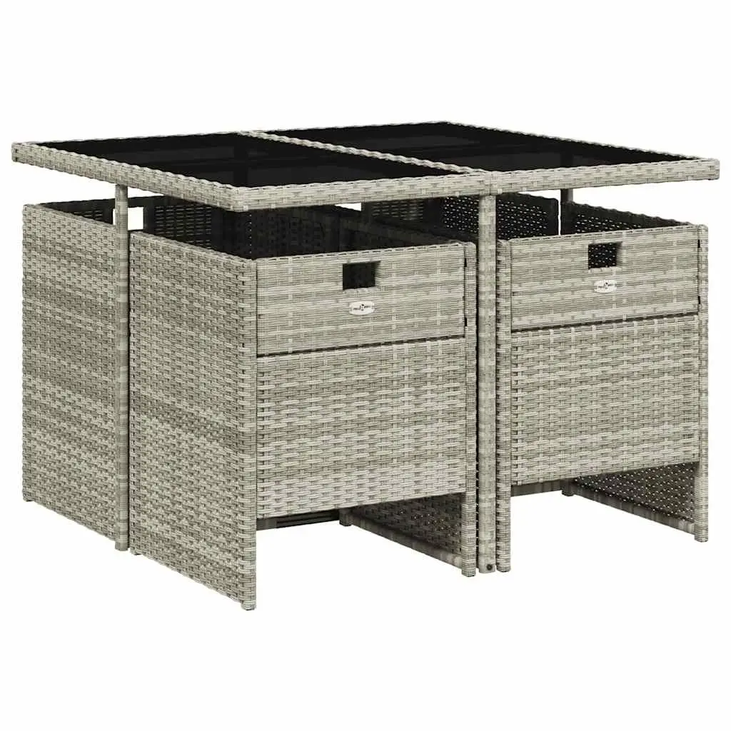 Garden Dining Set 5 Piece Outdoor Furniture Grey Poly Rattan Cushions