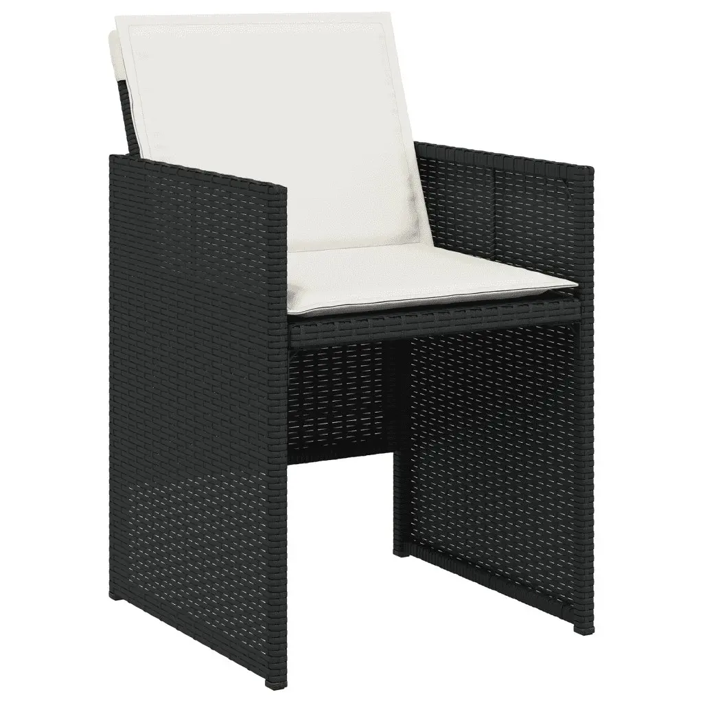 7 Piece Outdoor Dining Set Black Poly Rattan Garden Patio Furniture with