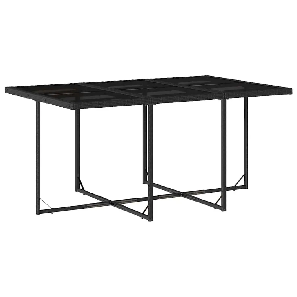 7 Piece Outdoor Dining Set Black Poly Rattan Garden Patio Furniture with