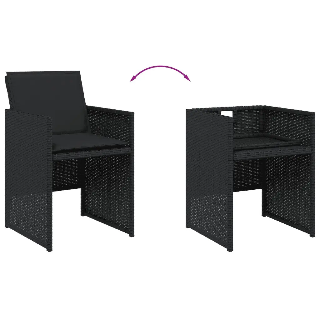 7 Piece Garden Dining Set Outdoor Patio Furniture Black Poly Rattan Chairs Table