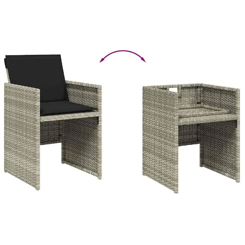 7 Piece Outdoor Dining Set Light Grey Poly Rattan Patio Garden Furniture with