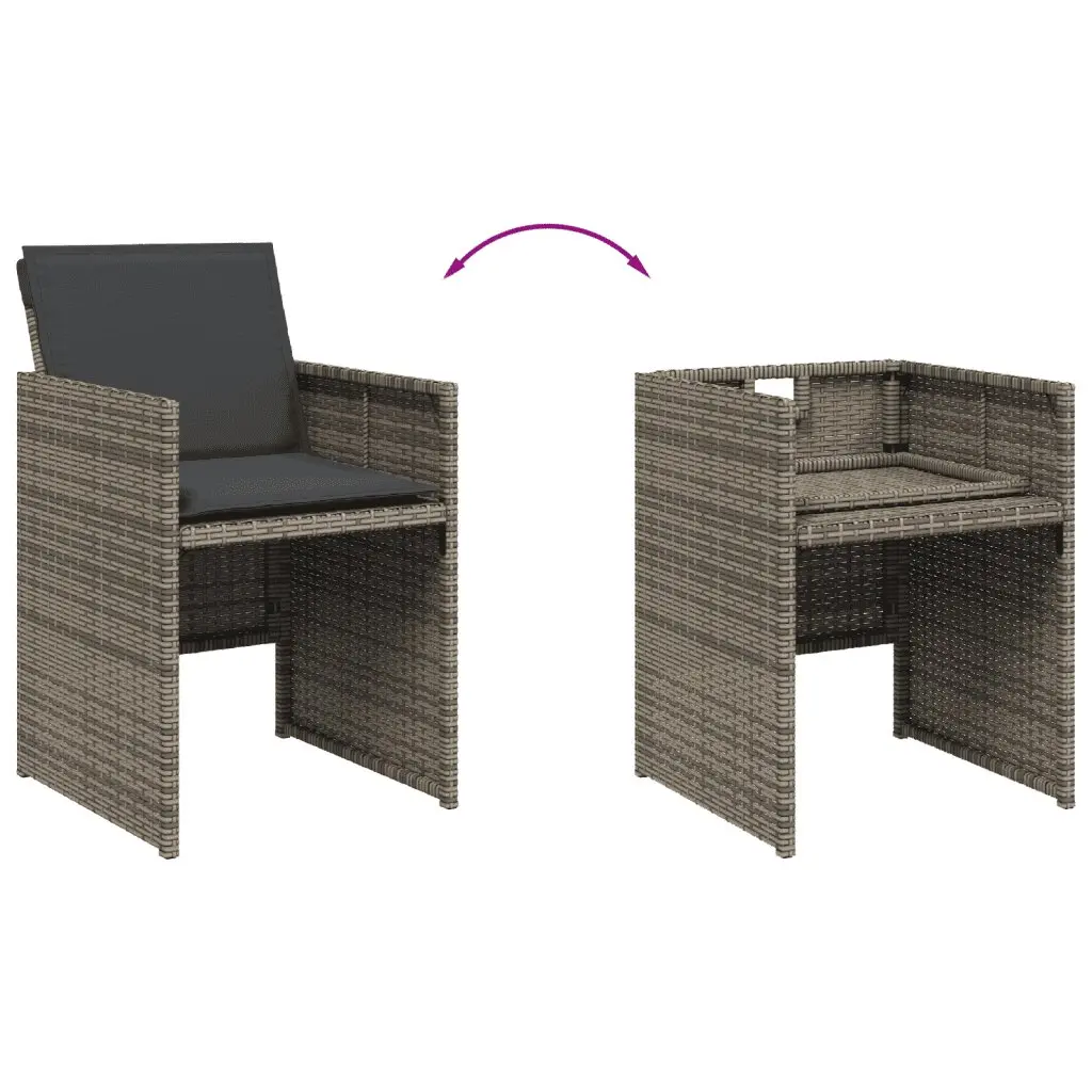 11 Piece Garden Dining Set Poly Rattan Chairs Table Grey Outdoor Patio Furniture