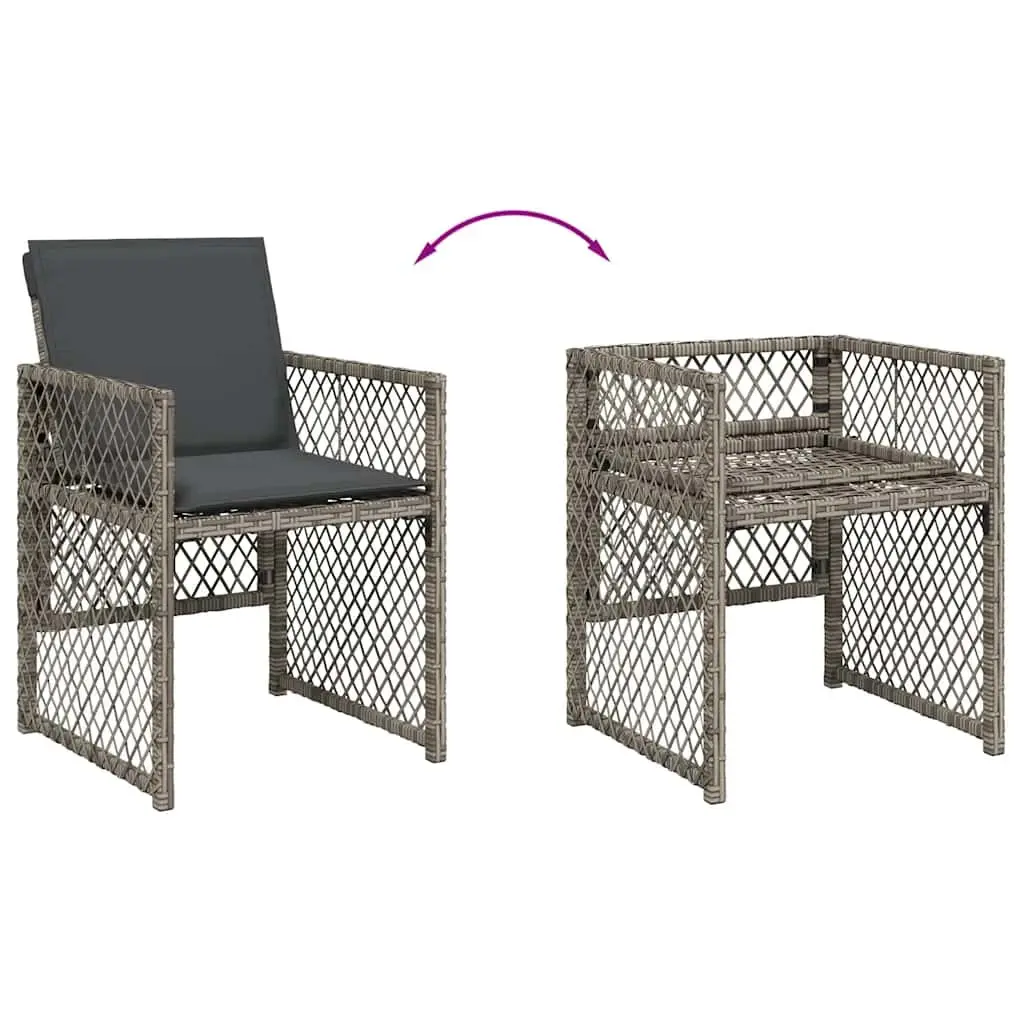 Garden Dining Set 5 Piece Outdoor Furniture Grey Poly Rattan Chairs Table