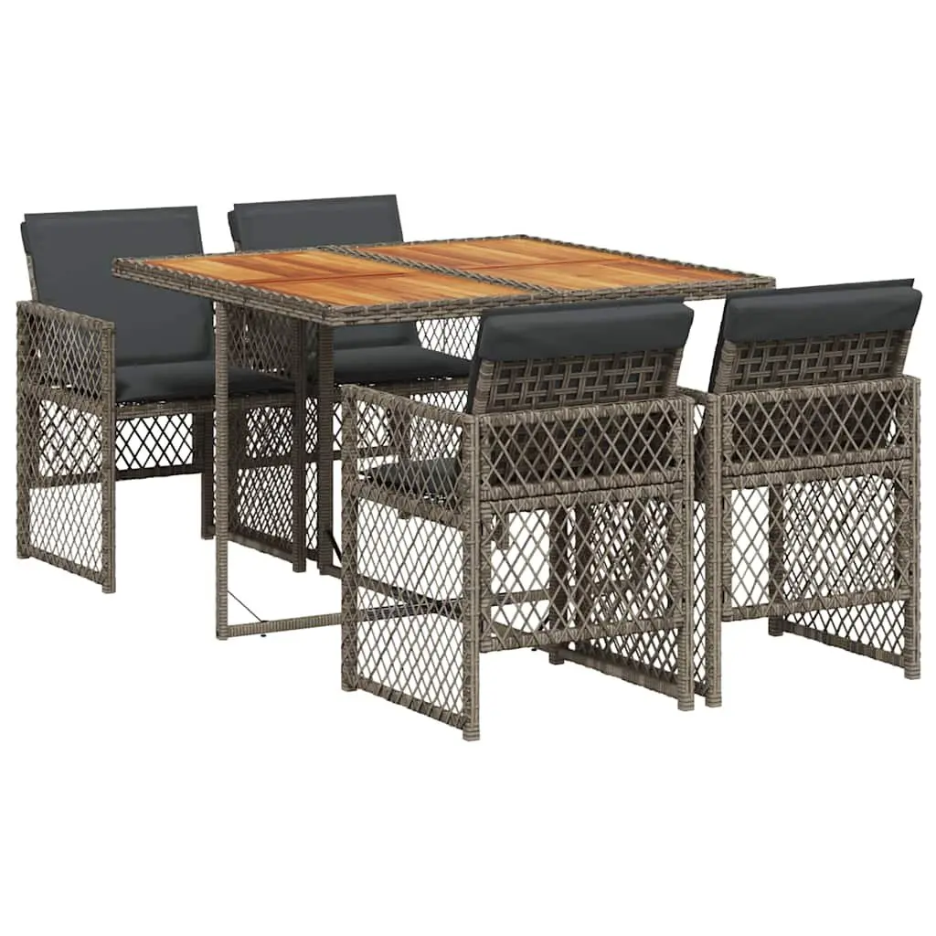 Garden Dining Set 5 Piece Outdoor Furniture Grey Poly Rattan Table Chairs