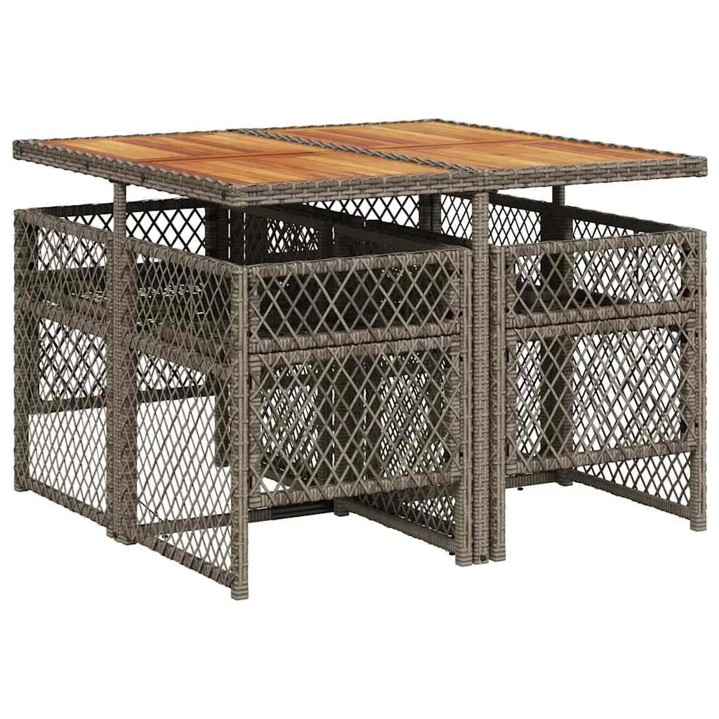 Garden Dining Set 5 Piece Outdoor Furniture Grey Poly Rattan Table Chairs