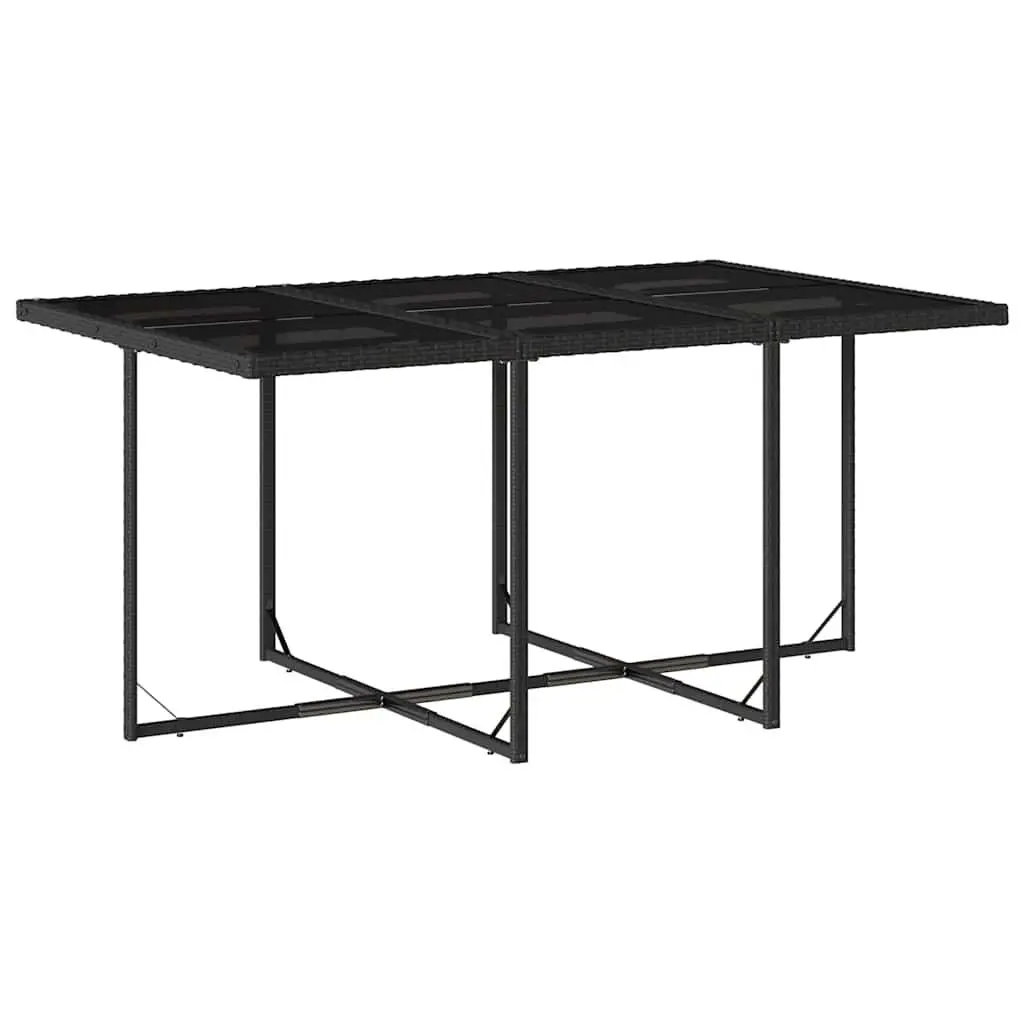 Outdoor Dining Set 7 Piece Garden Furniture Black Poly Rattan Patio Table Chairs