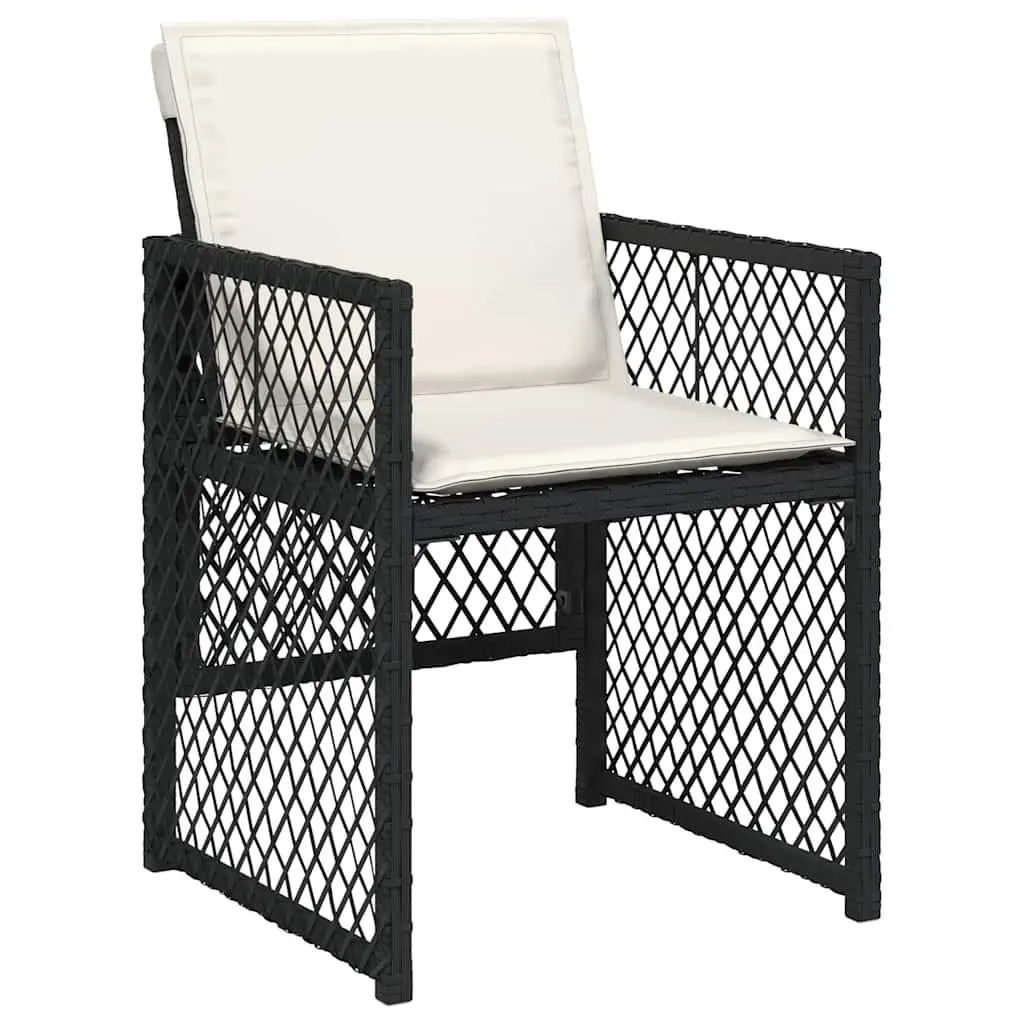 Outdoor Dining Set 7 Piece Garden Furniture Black Poly Rattan Patio Table Chairs