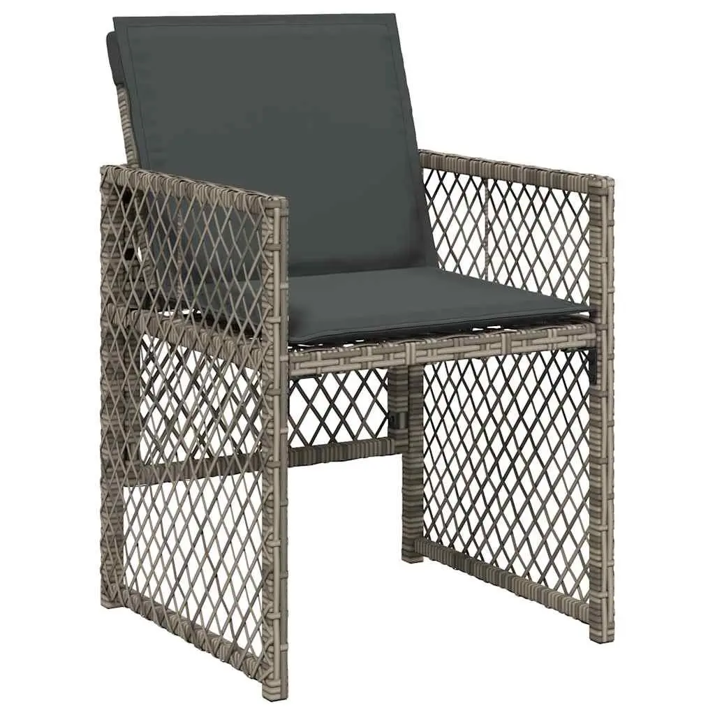 Outdoor Dining Set 9 Piece Garden Patio Furniture Grey Poly Rattan with Cushions