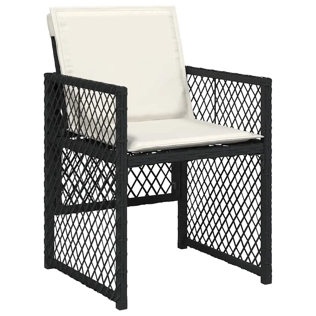 11 Piece Outdoor Dining Set Black PE Rattan Patio Furniture with Cushions