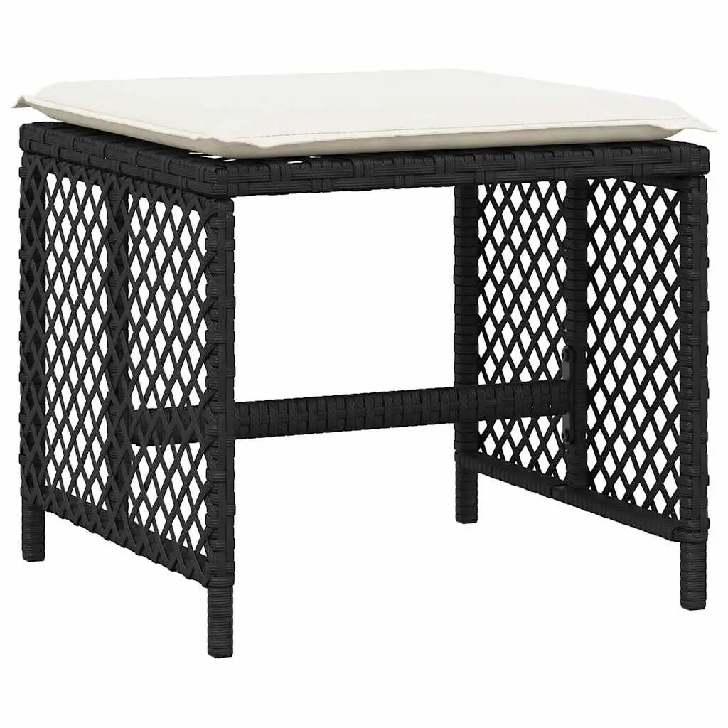 Outdoor Dining Set 9 Piece Garden Furniture Black Poly Rattan Cushions Table