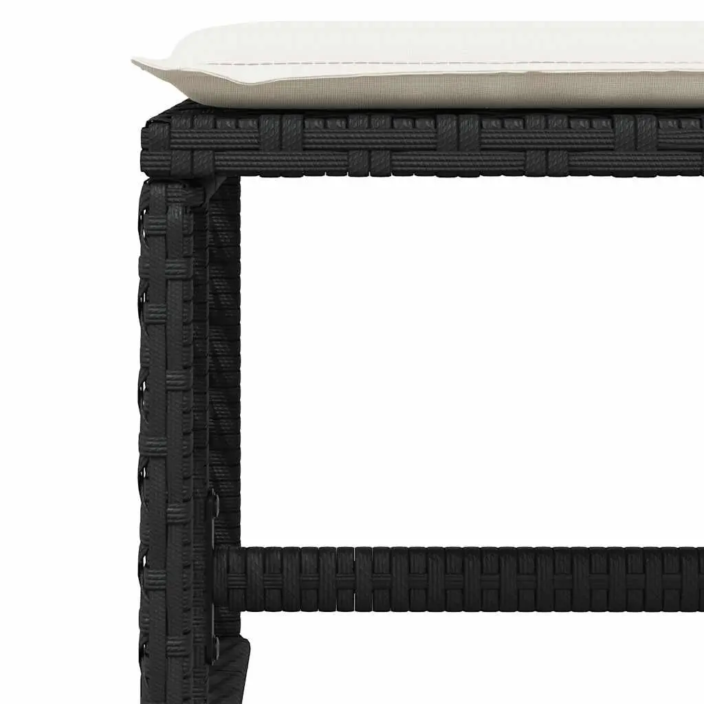 Outdoor Dining Set 9 Piece Garden Furniture Black Poly Rattan Cushions Table