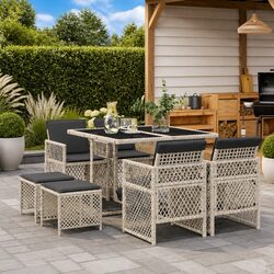 Garden Dining Set 9 Piece Outdoor Furniture Patio Table Chairs with Cushions