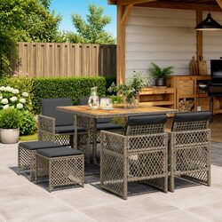 Garden Dining Set 9 Piece Outdoor Furniture Grey Poly Rattan Table Chairs with