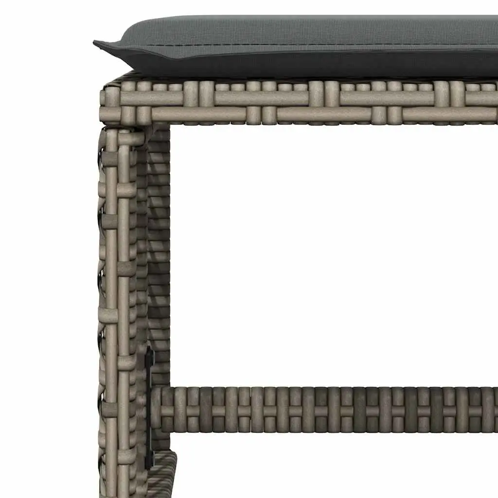 Garden Dining Set 9 Piece Outdoor Furniture Grey PE Rattan Table Acacia Wood Chairs with Cushions