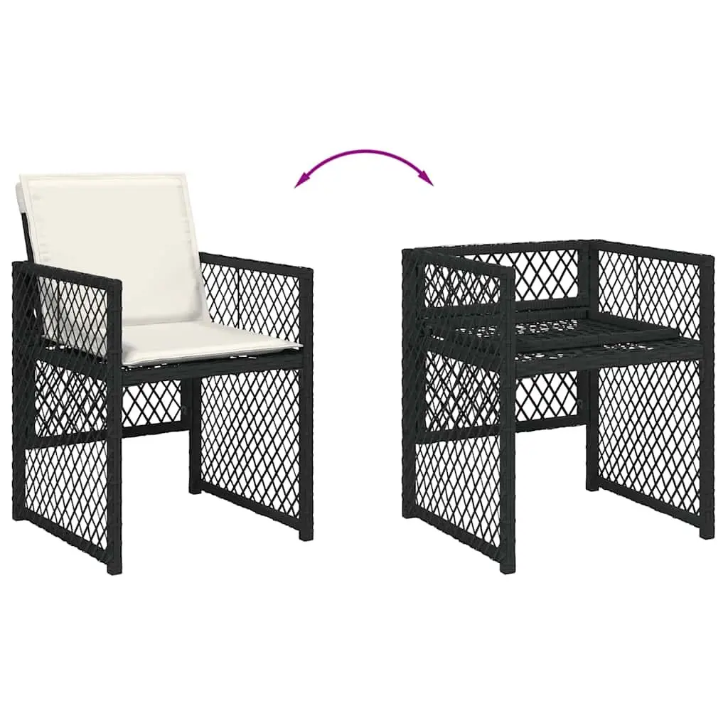 Outdoor Dining Set 9 Piece Black Garden Furniture Table Chairs Cushions Patio