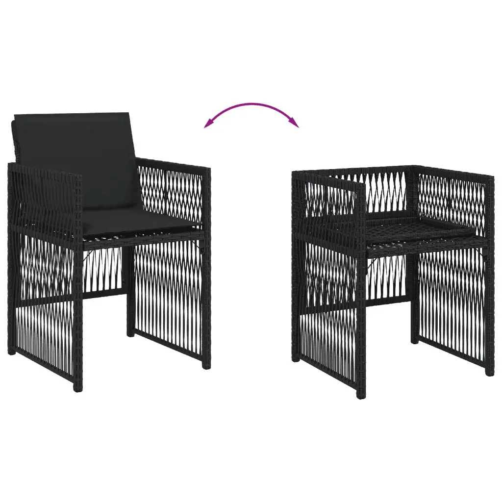 5 Piece Outdoor Dining Set Black Poly Rattan Chairs Table Patio Furniture