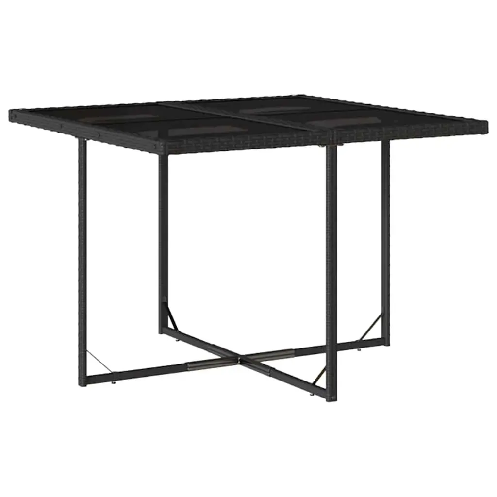 5 Piece Outdoor Dining Set Black Poly Rattan Chairs Table Patio Furniture