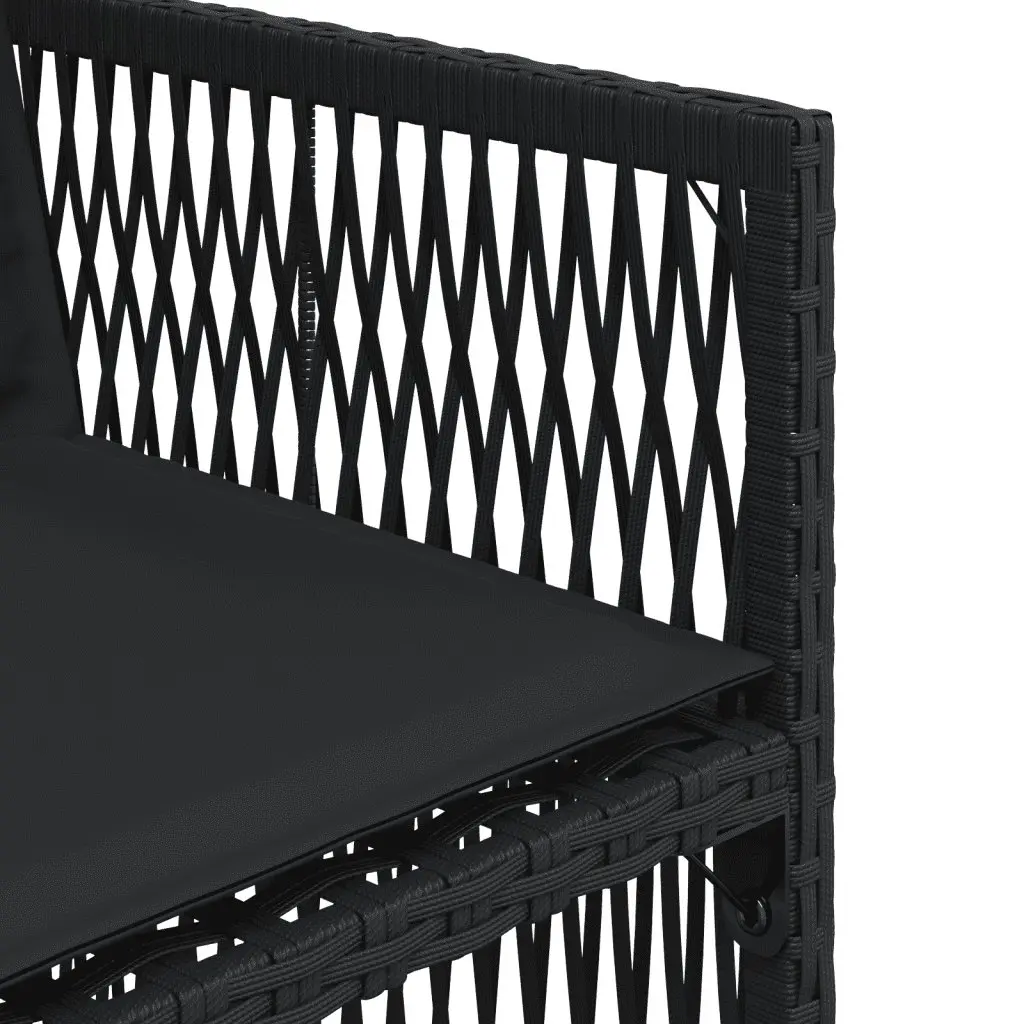 5 Piece Outdoor Dining Set Black Poly Rattan Chairs Table Patio Furniture