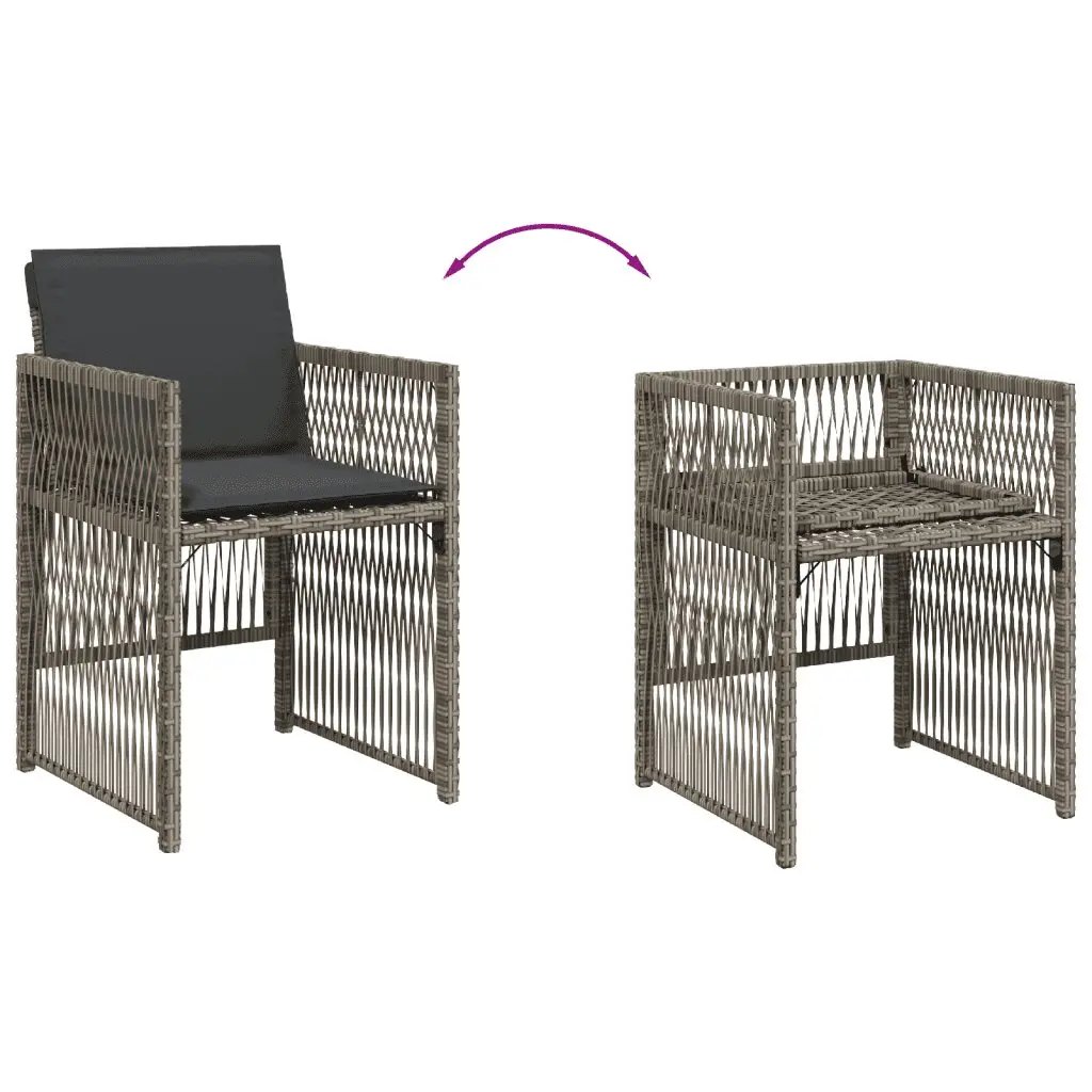 5 Piece Outdoor Dining Set Grey Poly Rattan Garden Patio Furniture with Cushions