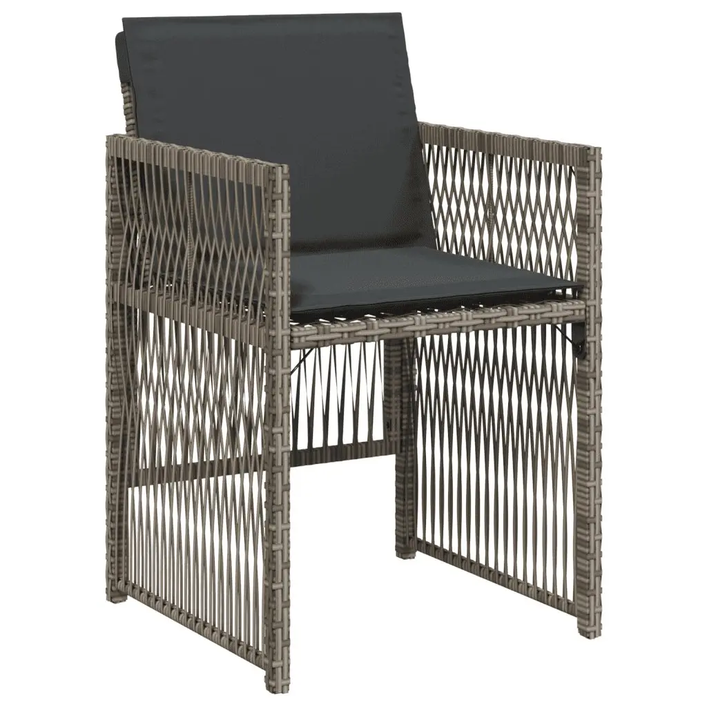7 Piece Outdoor Dining Set Grey Poly Rattan Garden Patio Furniture with Cushions
