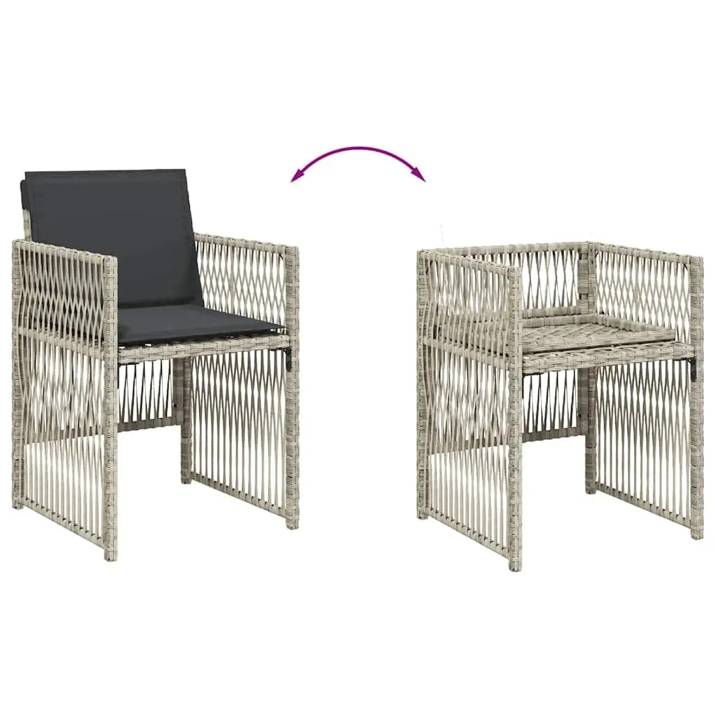 7 Piece Garden Dining Set Grey Poly Rattan Outdoor Furniture with Cushions