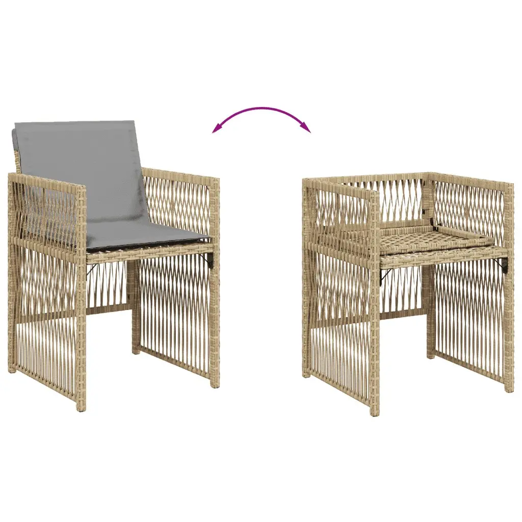 7 Piece Outdoor Garden Dining Set Beige Poly Rattan Chairs Table Patio Furniture