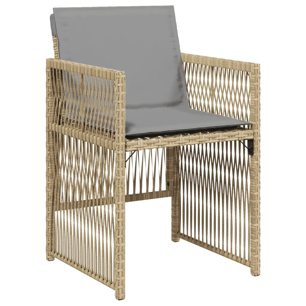 7 Piece Outdoor Garden Dining Set Beige Poly Rattan Chairs Table Patio Furniture