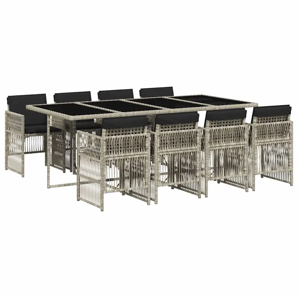 9 Piece Garden Dining Set Outdoor Furniture Grey Poly Rattan Chairs Table