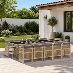 Garden Dining Set 11 Piece Outdoor Patio Furniture Grey Poly Rattan with